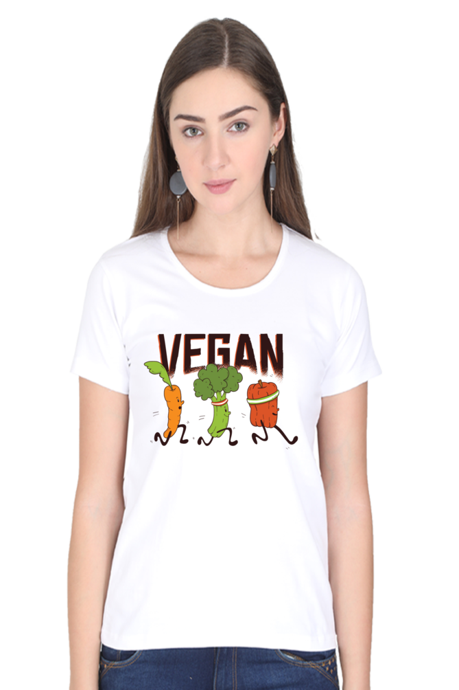 Vegan Runners Printed Scoop Neck T-Shirt For Women - WowWaves - 11