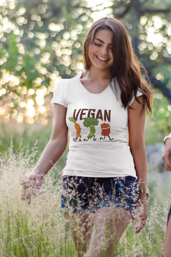 Vegan Runners Printed Scoop Neck T-Shirt For Women - WowWaves - 7
