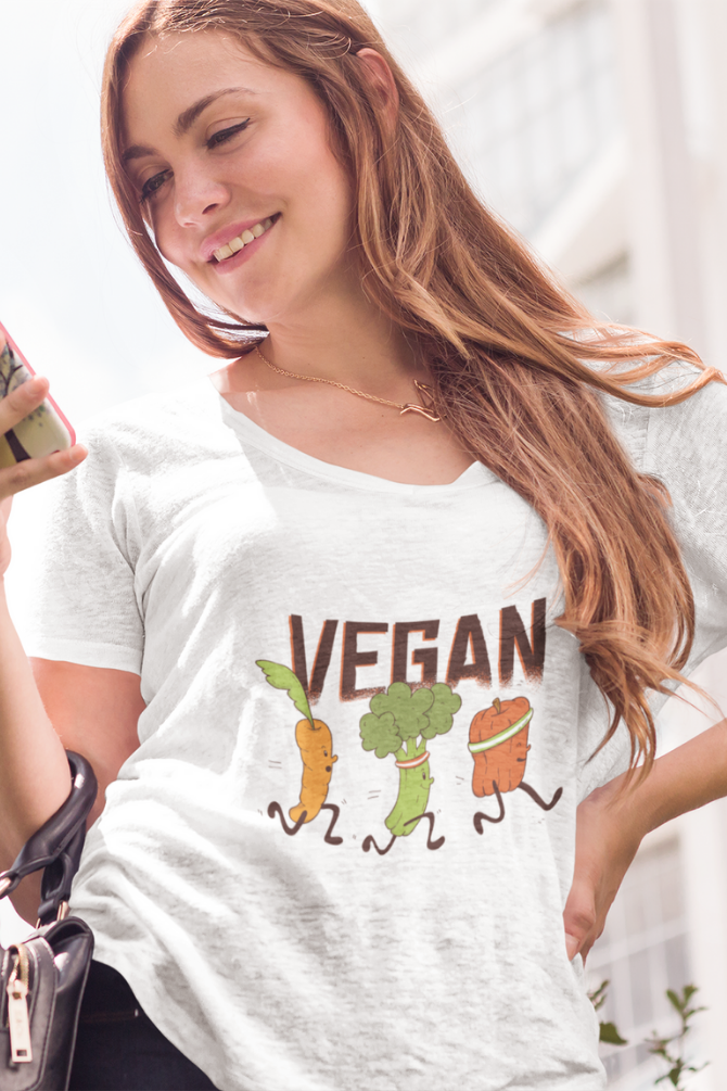 Vegan Runners Printed Scoop Neck T-Shirt For Women - WowWaves - 5