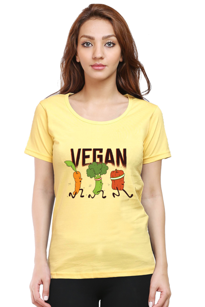 Vegan Runners Printed Scoop Neck T-Shirt For Women - WowWaves - 13