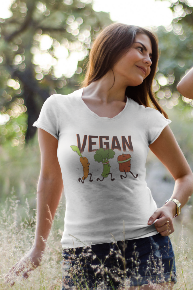 Vegan Runners Printed Scoop Neck T-Shirt For Women - WowWaves - 6