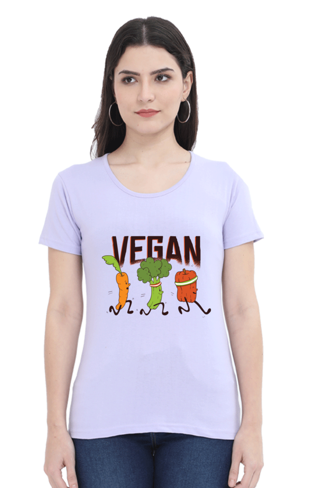 Vegan Runners Printed Scoop Neck T-Shirt For Women - WowWaves - 15