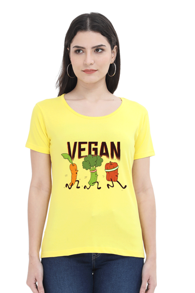 Vegan Runners Printed Scoop Neck T-Shirt For Women - WowWaves - 14
