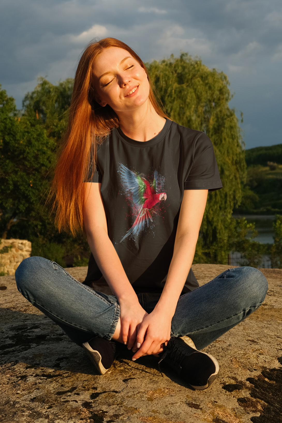 Vibrant Parrot Printed T-Shirt For Women - WowWaves - 3