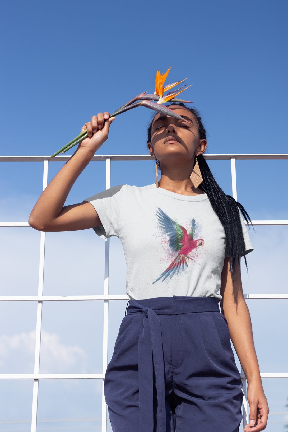 Vibrant Parrot Printed T-Shirt For Women - WowWaves - 6
