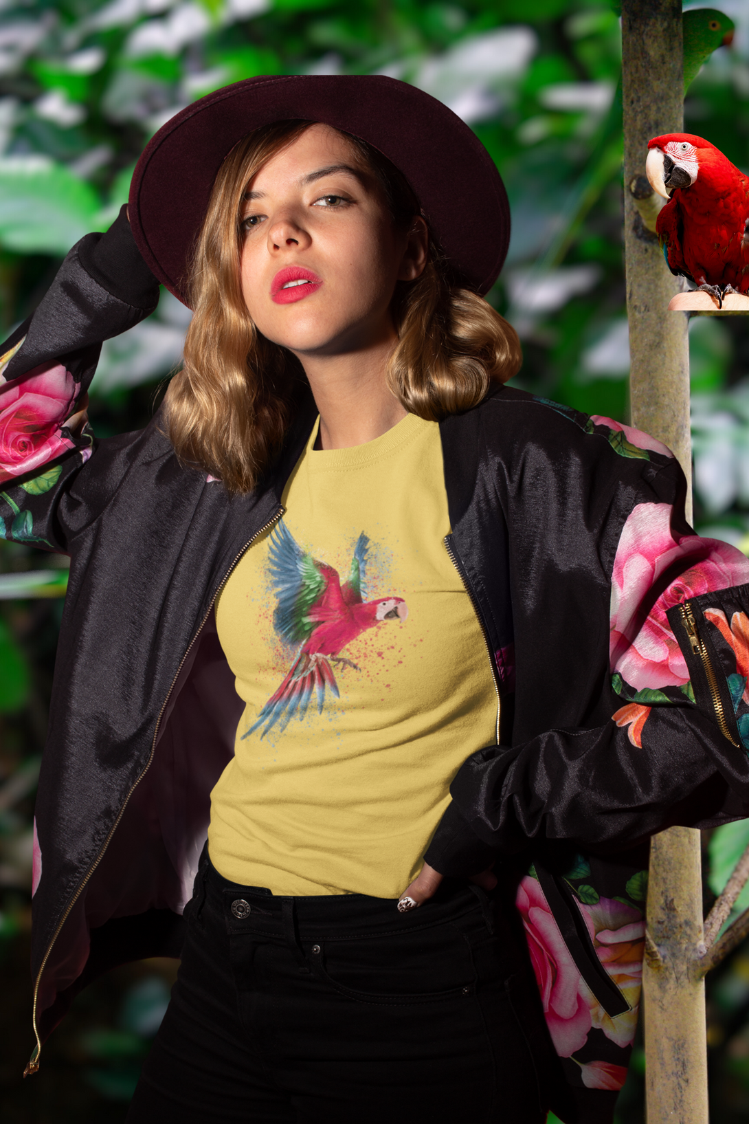 Vibrant Parrot Printed T-Shirt For Women - WowWaves - 5