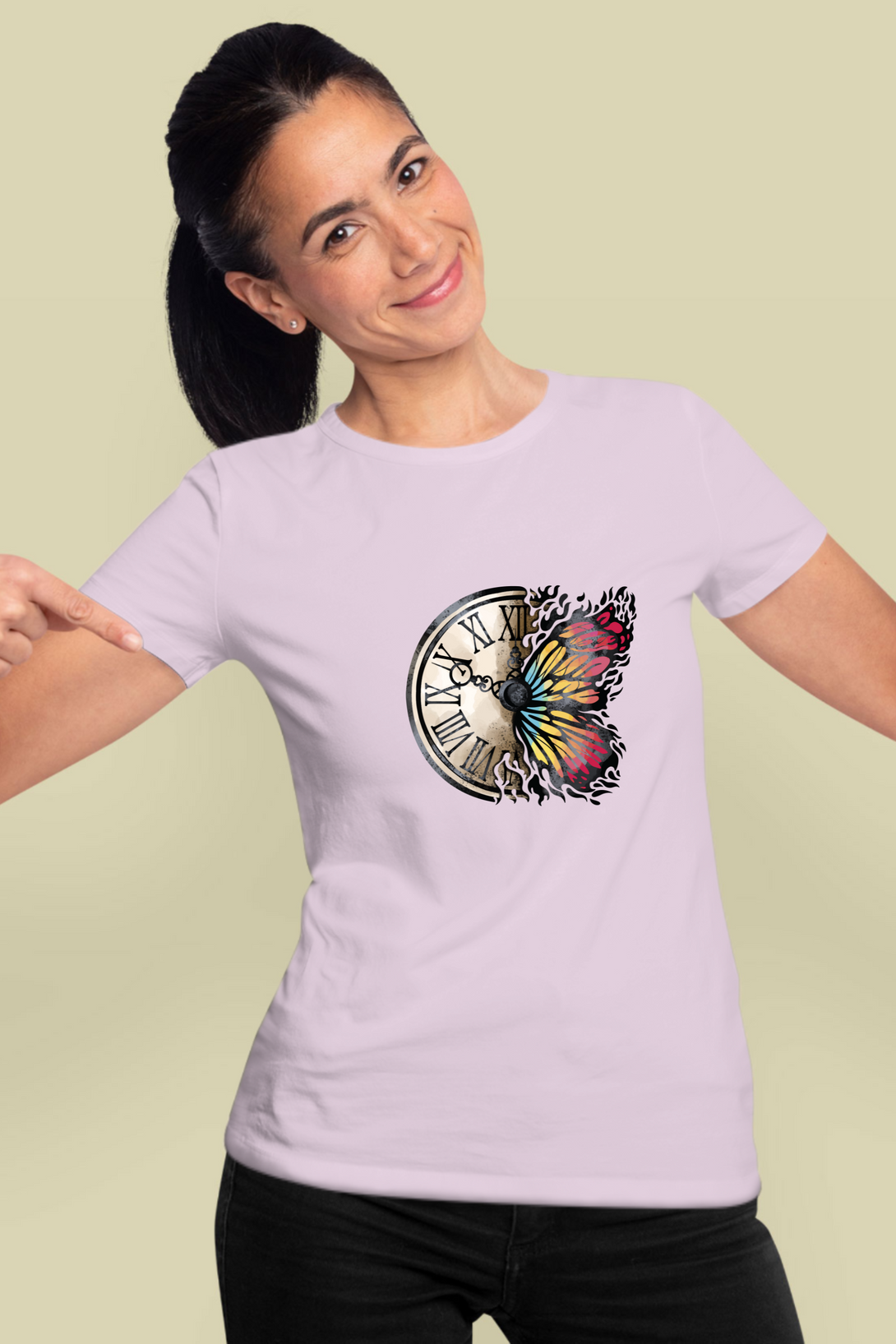 Vintage Clock Printed T-Shirt For Women - WowWaves - 9