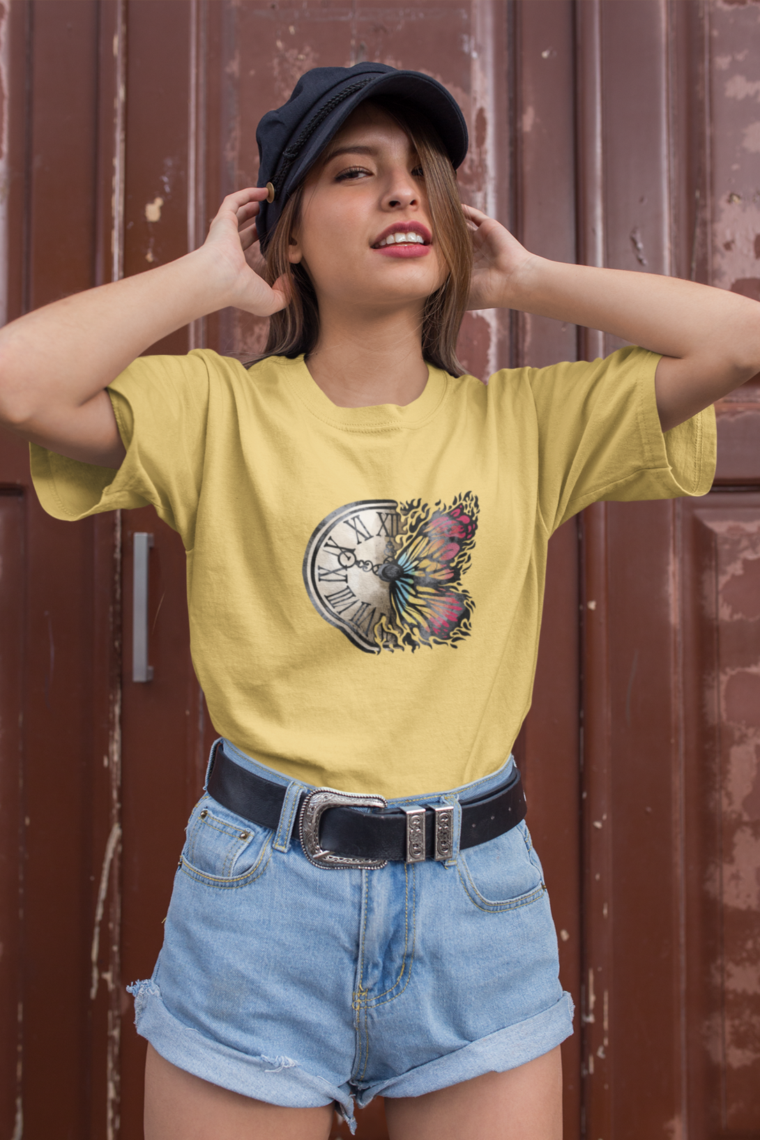 Vintage Clock Printed T-Shirt For Women - WowWaves - 2