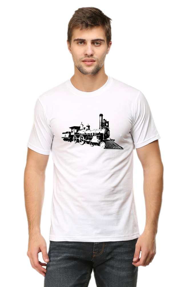 Vintage Locomotive Printed T-Shirt For Men - WowWaves - 8