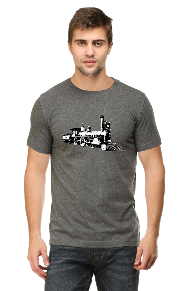 Vintage Locomotive Printed T-Shirt For Men - WowWaves - 10