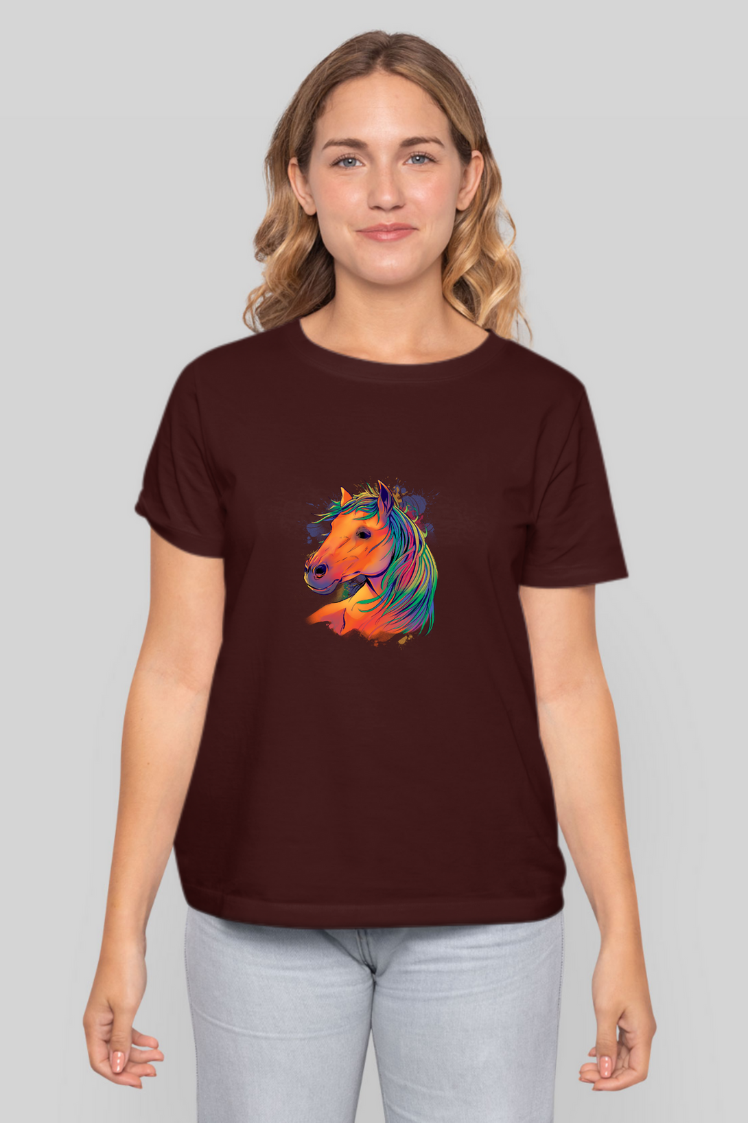 Horse Art Printed T-Shirt For Women - WowWaves - 8