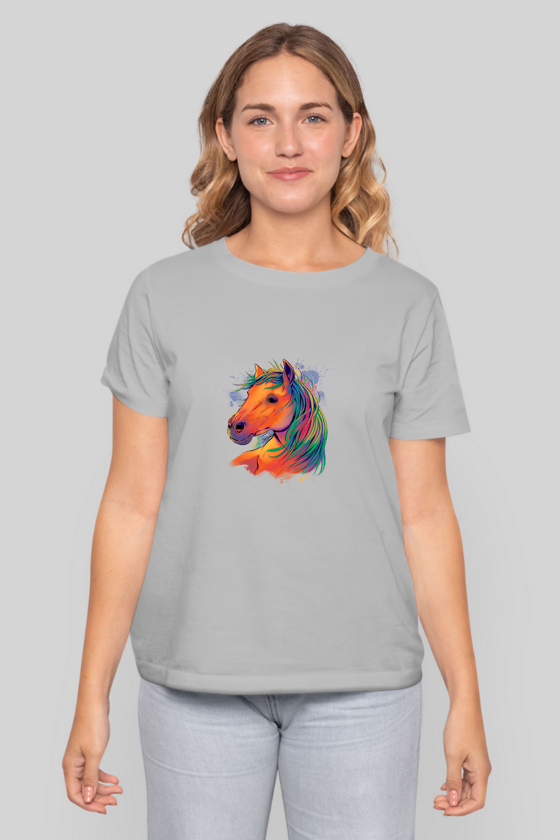 Horse Art Printed T-Shirt For Women - WowWaves - 11