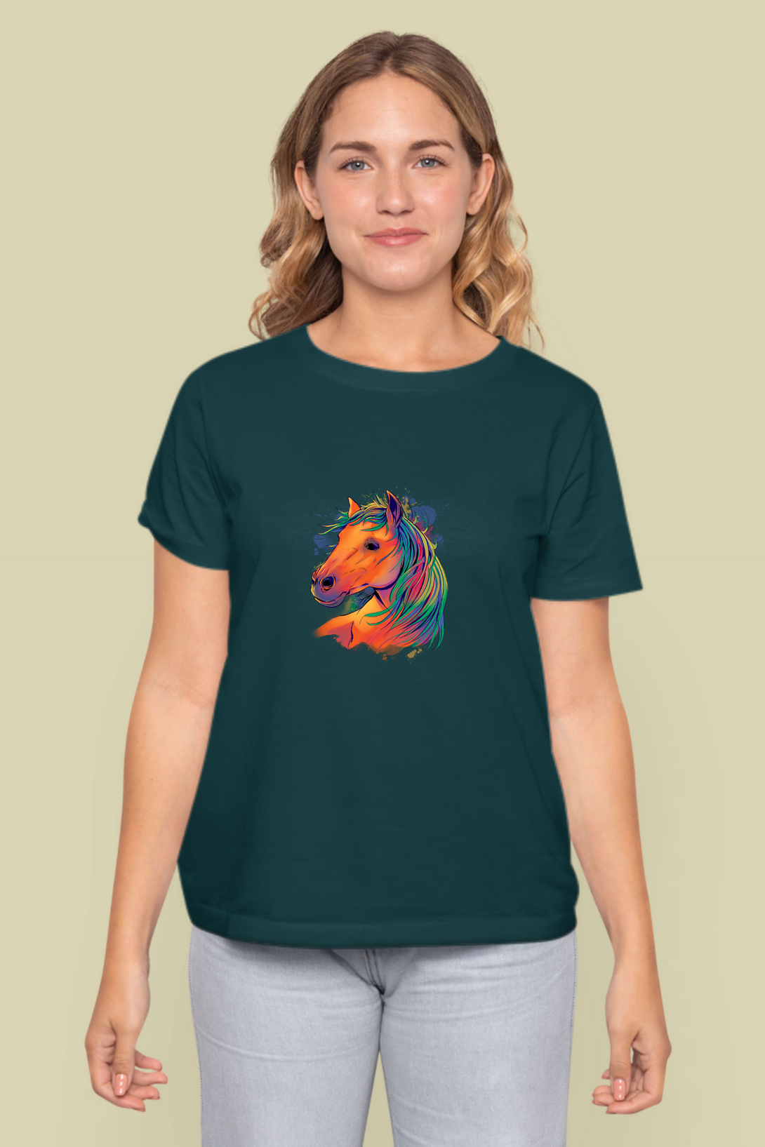 Horse Art Printed T-Shirt For Women - WowWaves - 10