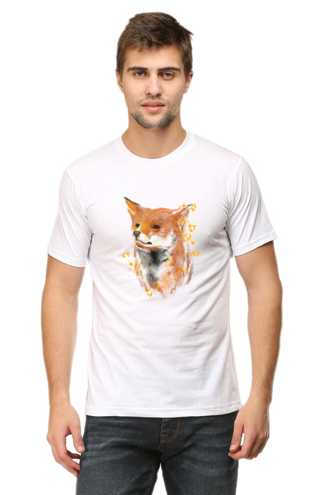 Watercolor Fox Printed T-Shirt For Men - WowWaves - 9