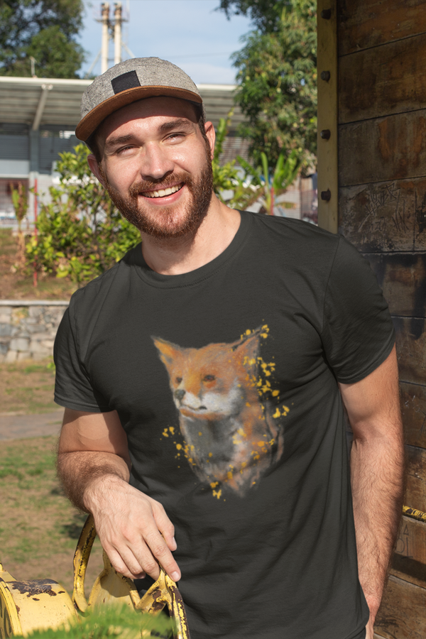 Watercolor Fox Printed T-Shirt For Men - WowWaves