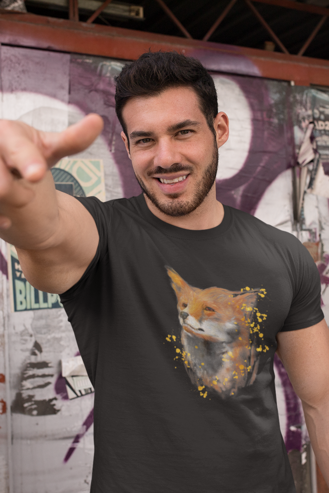 Watercolor Fox Printed T-Shirt For Men - WowWaves - 5