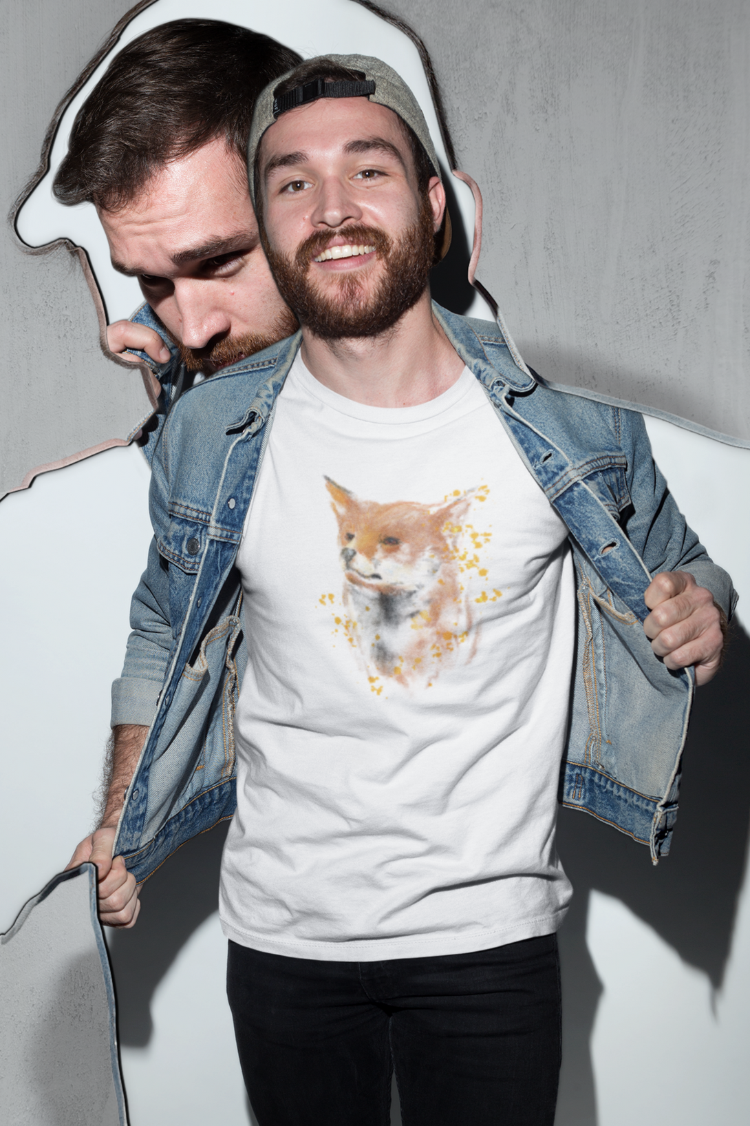 Watercolor Fox Printed T-Shirt For Men - WowWaves - 4