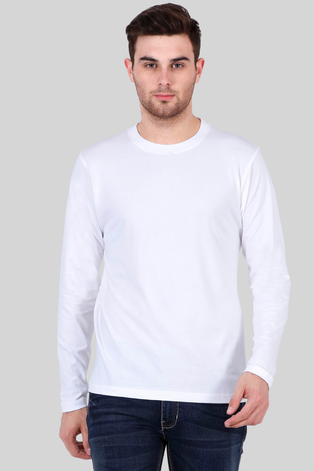 White Full Sleeve T-Shirt For Men - WowWaves - 8