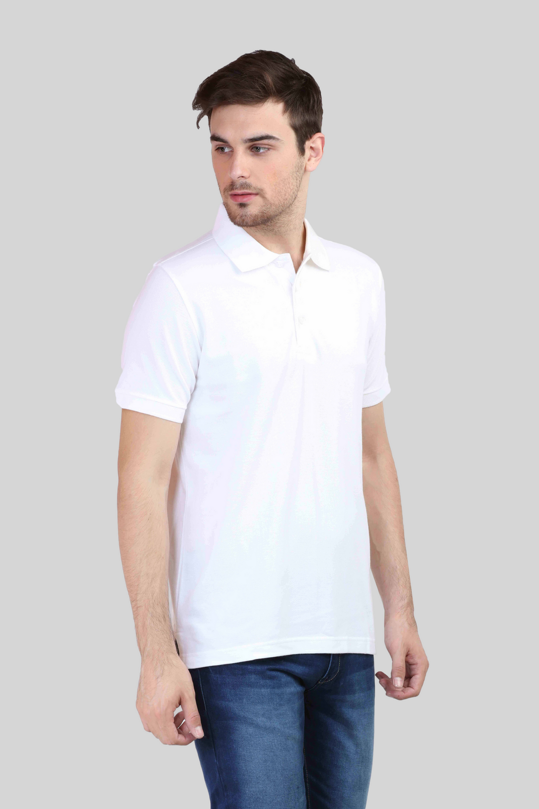 White Polo T-Shirt For Men - WowWaves - 2