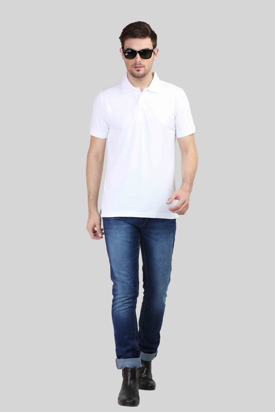 White Polo T-Shirt For Men - WowWaves - 6