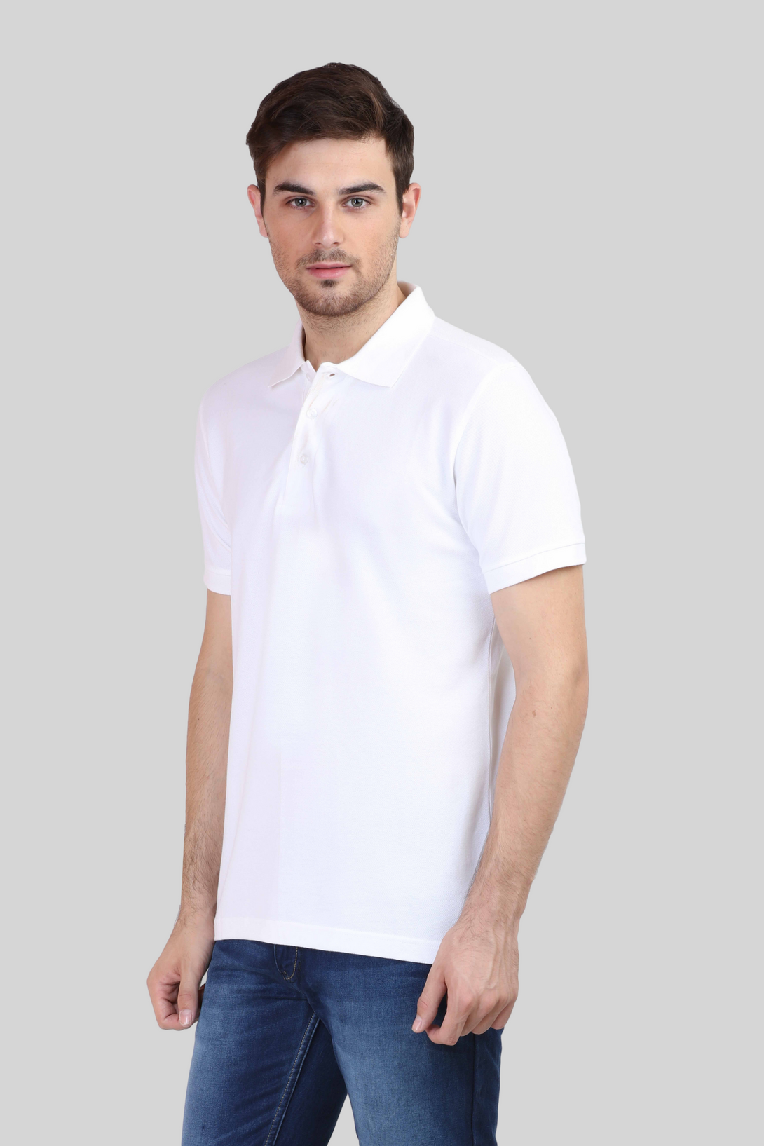 White Polo T-Shirt For Men - WowWaves