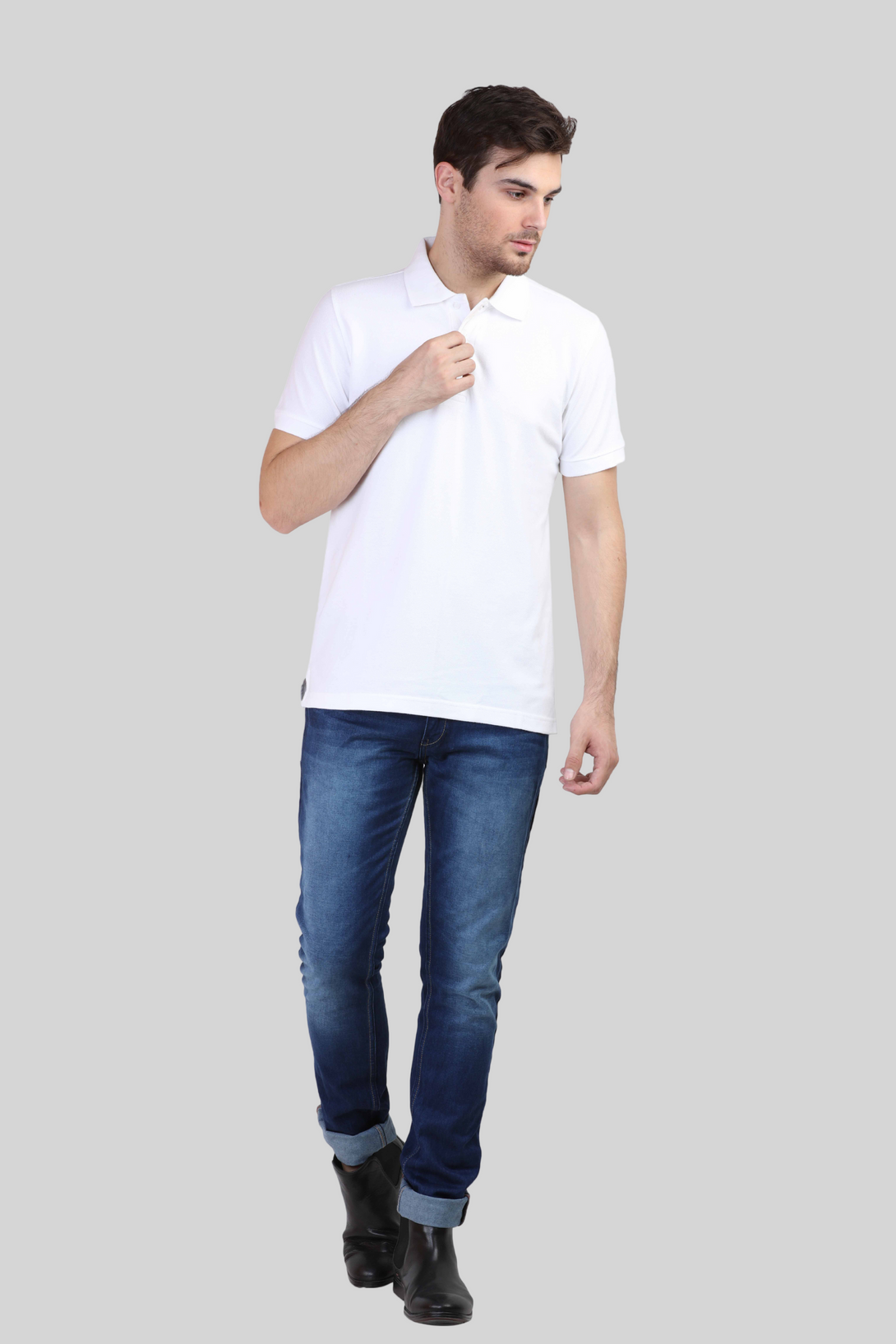 White Polo T-Shirt For Men - WowWaves - 7