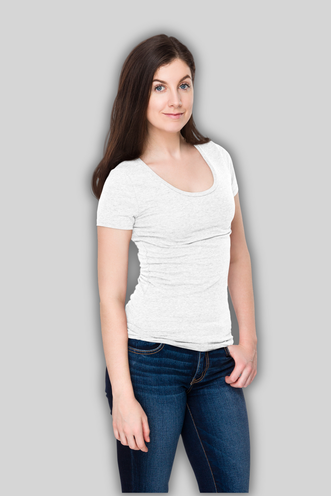 White Scoop Neck T-Shirt For Women - WowWaves - 3