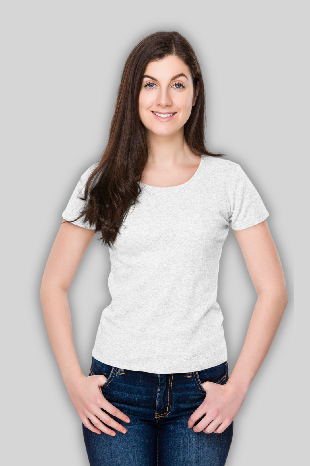 White Scoop Neck T-Shirt For Women - WowWaves