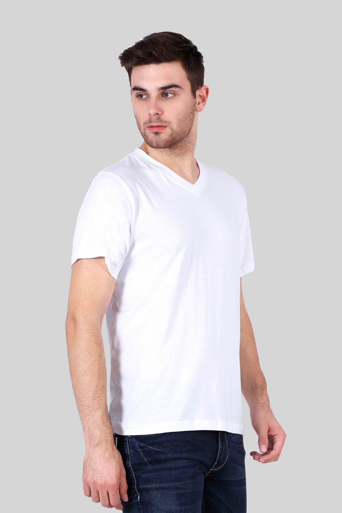 White V Neck T-Shirt For Men - WowWaves - 6