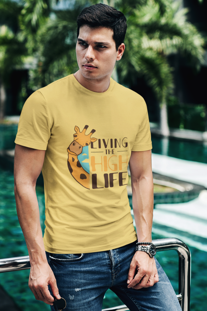 Funny Giraffe Printed T-Shirt For Men - WowWaves