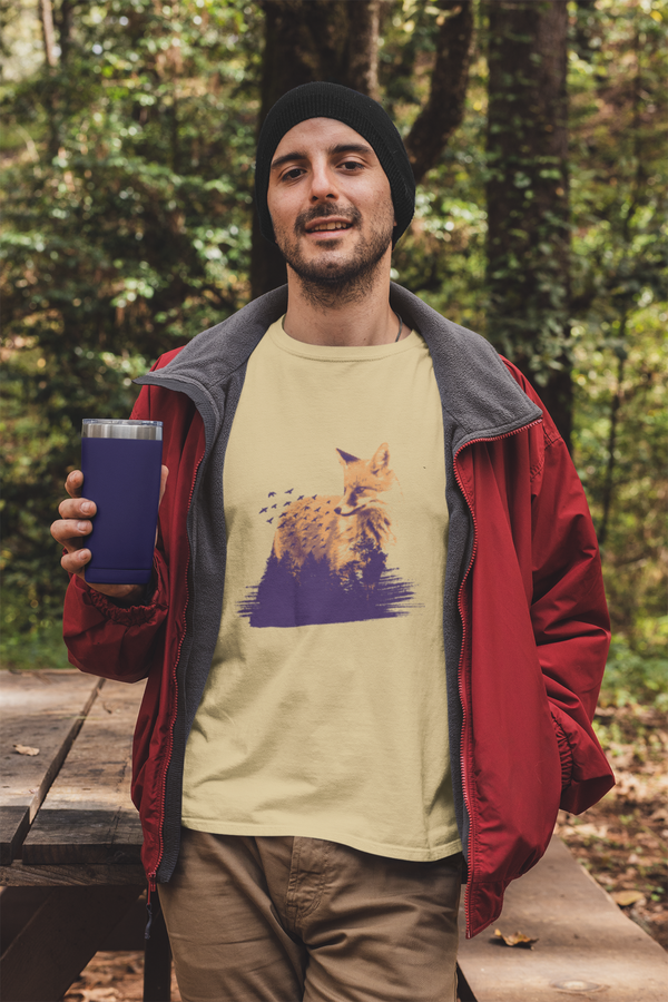 Forest Fox Printed T-Shirt For Men - WowWaves