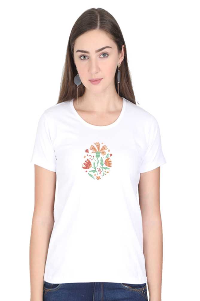 Floral Wildflowers Printed Scoop Neck T-Shirt For Women - WowWaves - 9