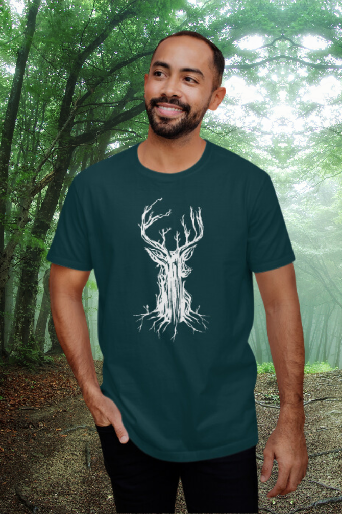 Deer Tree Printed T-Shirt For Men - WowWaves - 4