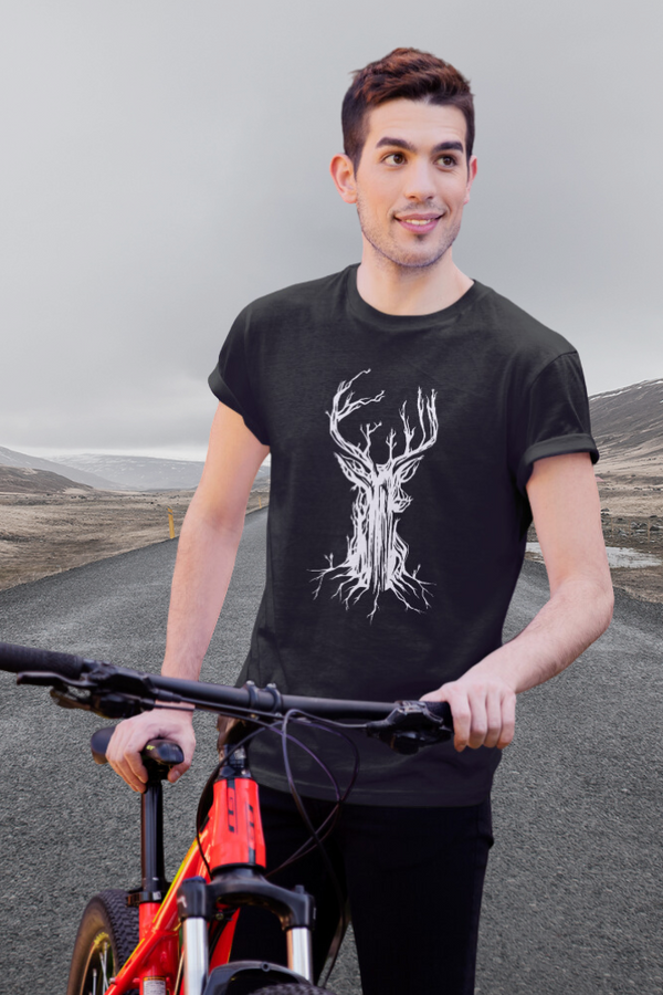 Deer Tree Printed T-Shirt For Men - WowWaves