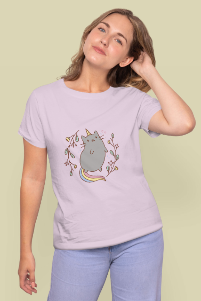 Unicorn Cat Printed T-Shirt For Women - WowWaves - 9