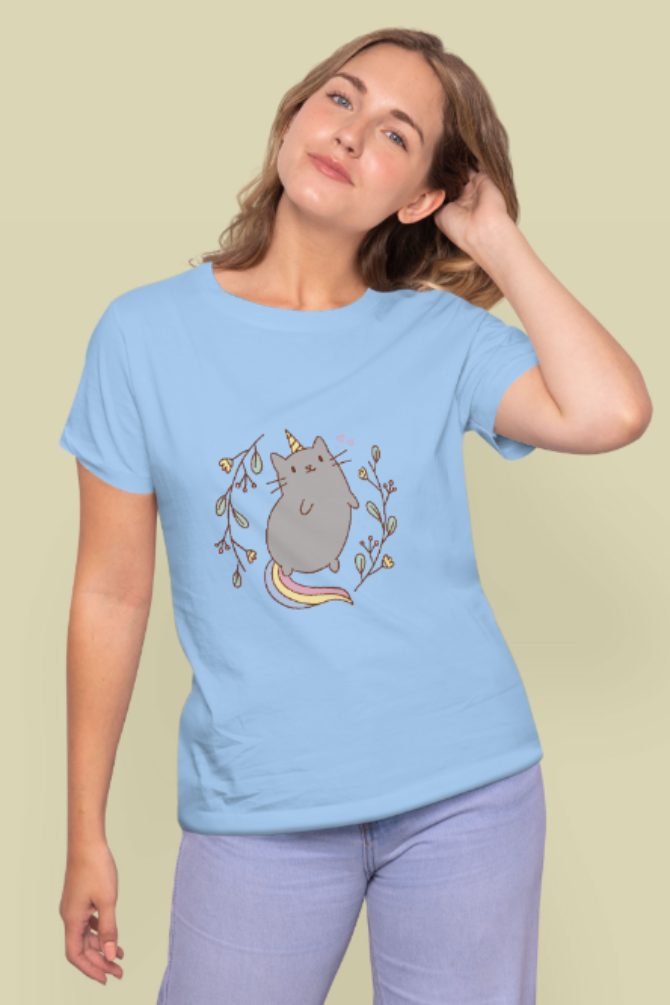 Unicorn Cat Printed T-Shirt For Women - WowWaves - 10