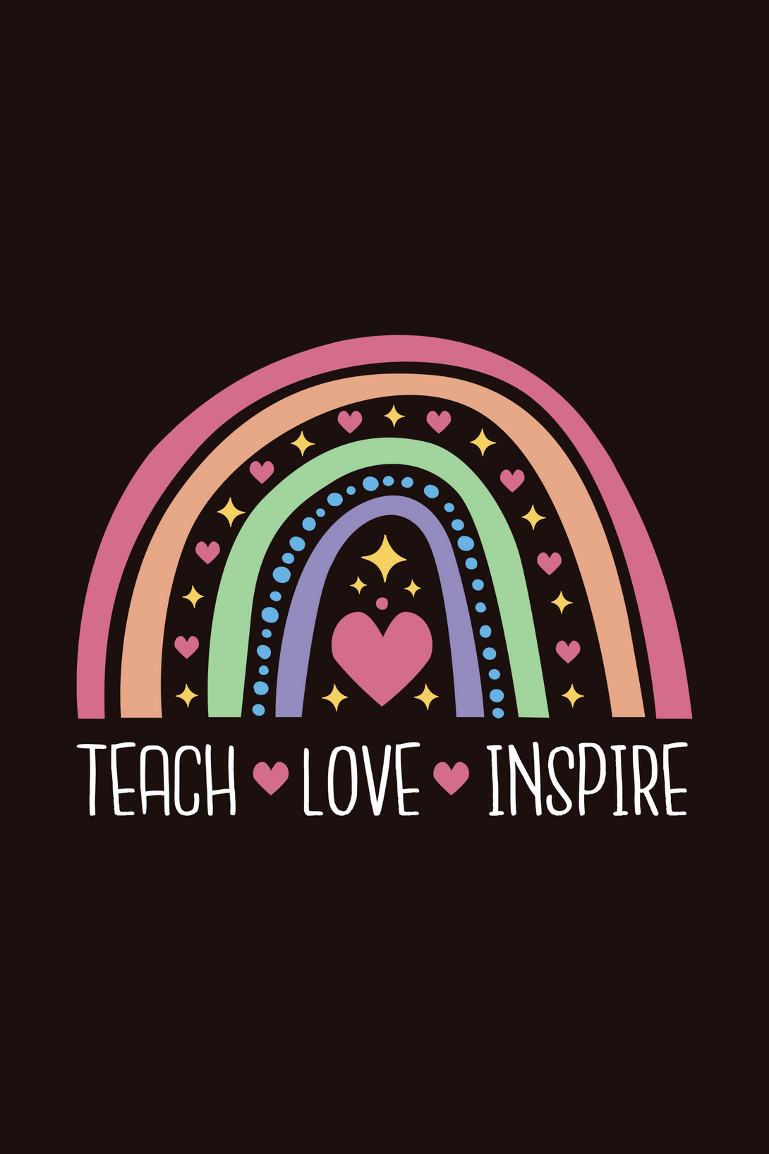 Teach, Love, Inspire Printed T-Shirt For Women - WowWaves - 1