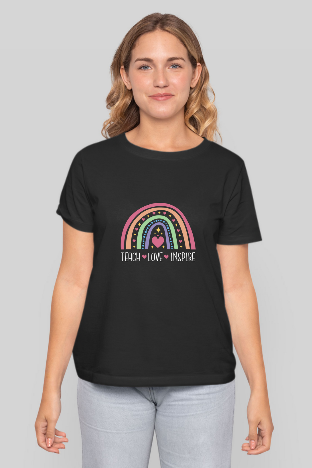 Teach, Love, Inspire Printed T-Shirt For Women - WowWaves - 7