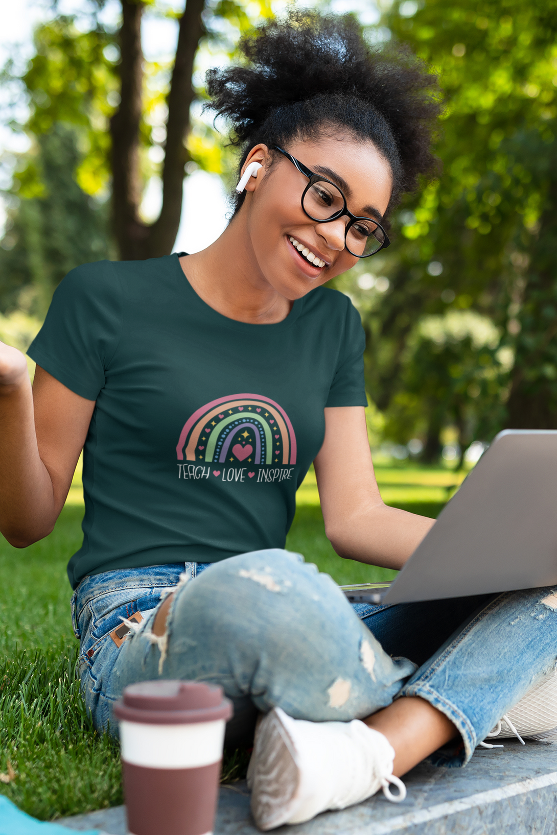 Teach, Love, Inspire Printed T-Shirt For Women - WowWaves - 3