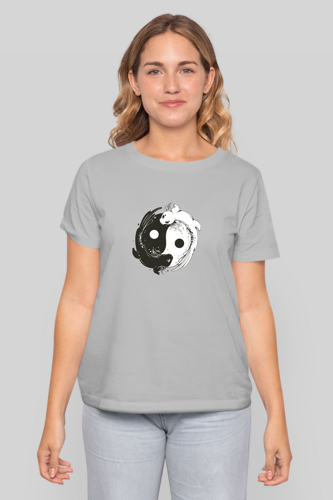Yin Yang Axolotl Printed T-Shirt For Women - WowWaves - 10