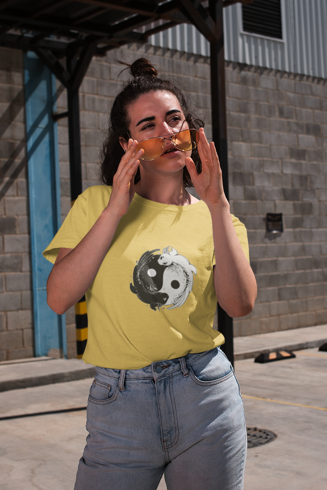 Yin Yang Axolotl Printed T-Shirt For Women - WowWaves - 3