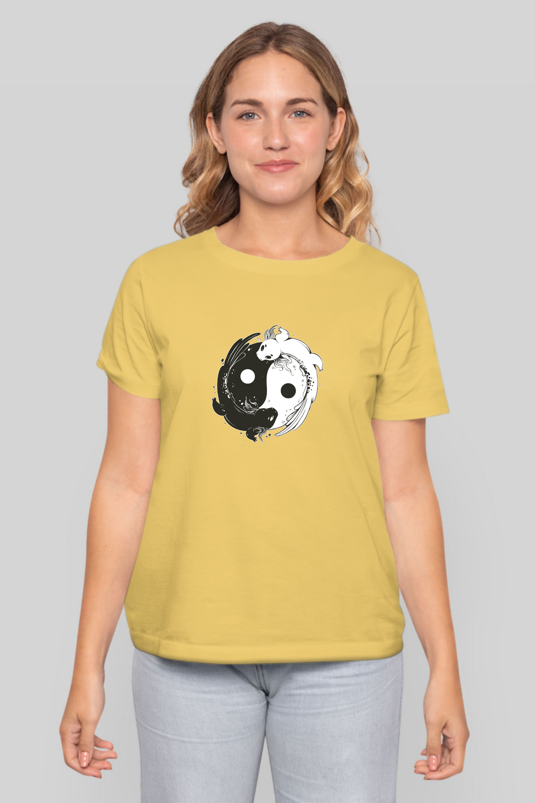 Yin Yang Axolotl Printed T-Shirt For Women - WowWaves - 8