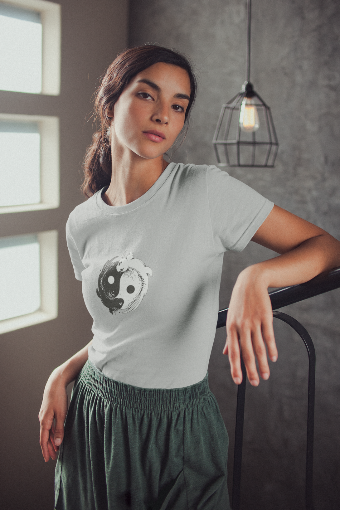 Yin Yang Axolotl Printed T-Shirt For Women - WowWaves