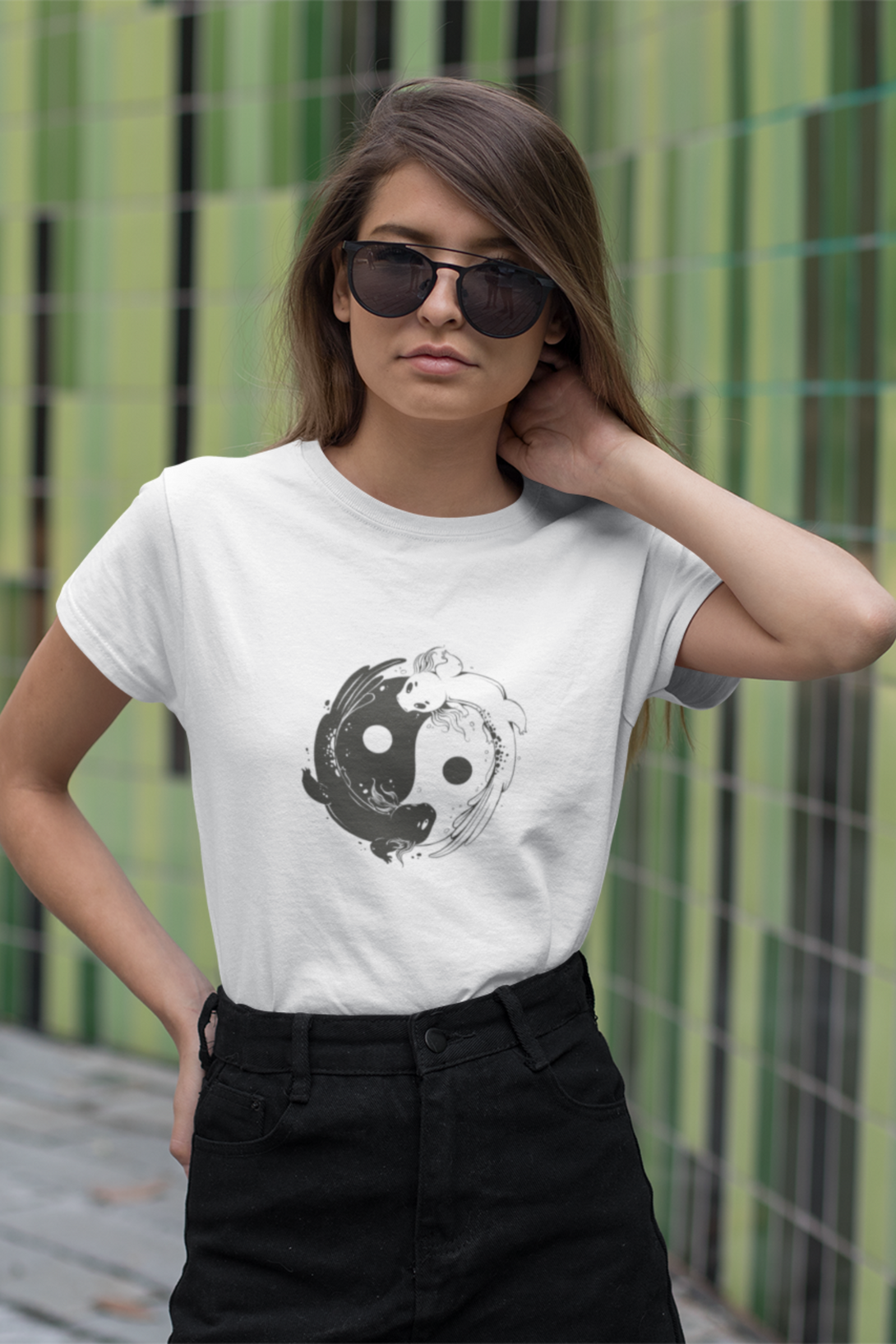 Yin Yang Axolotl Printed T-Shirt For Women - WowWaves - 5