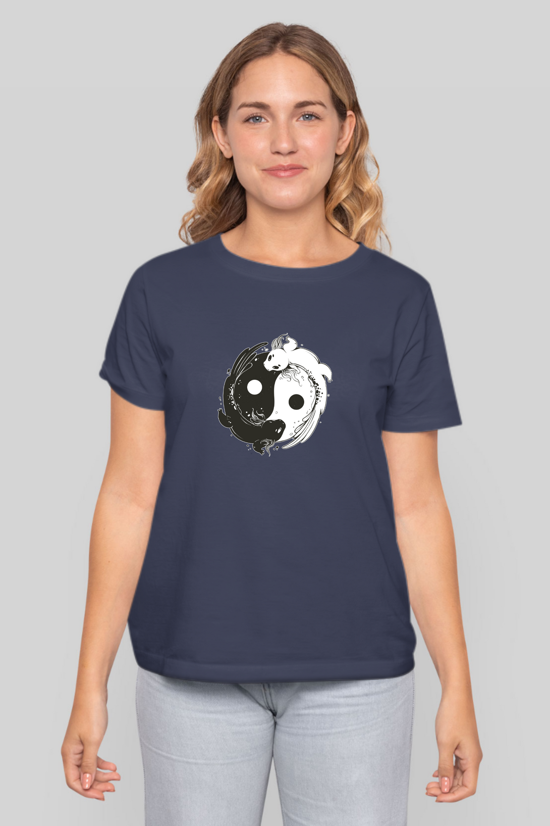 Yin Yang Axolotl Printed T-Shirt For Women - WowWaves - 9