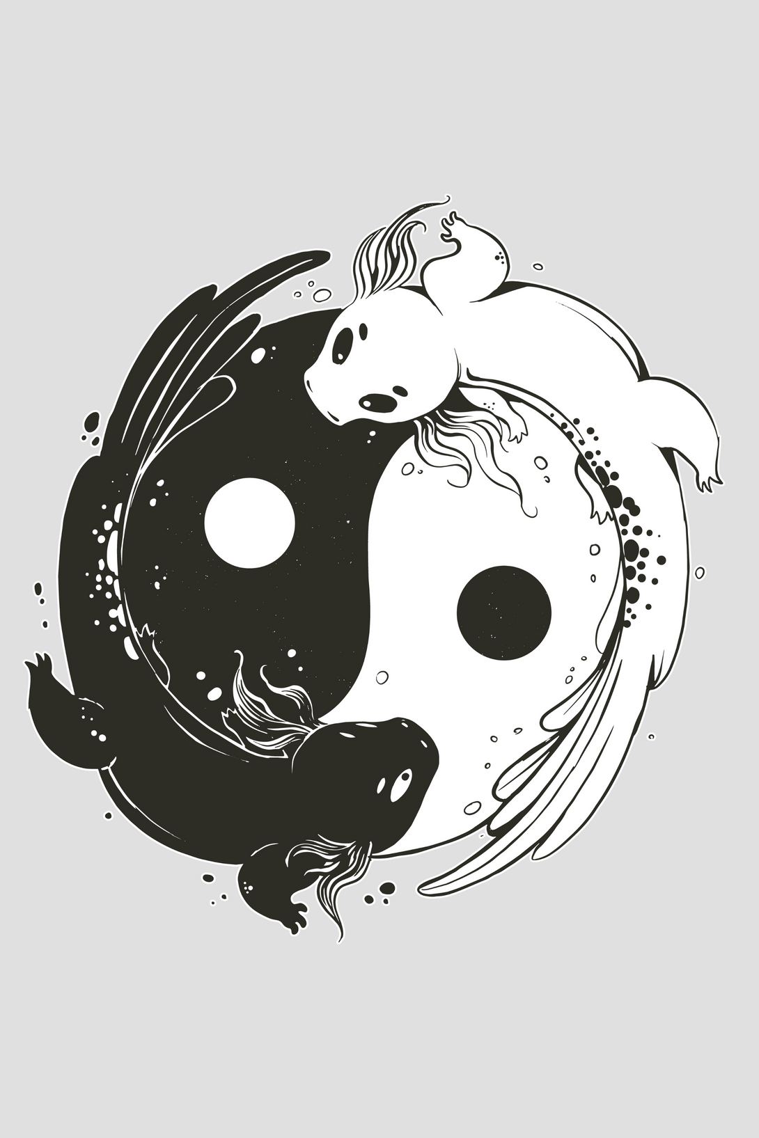 Yin Yang Axolotl Printed T-Shirt For Women - WowWaves - 1