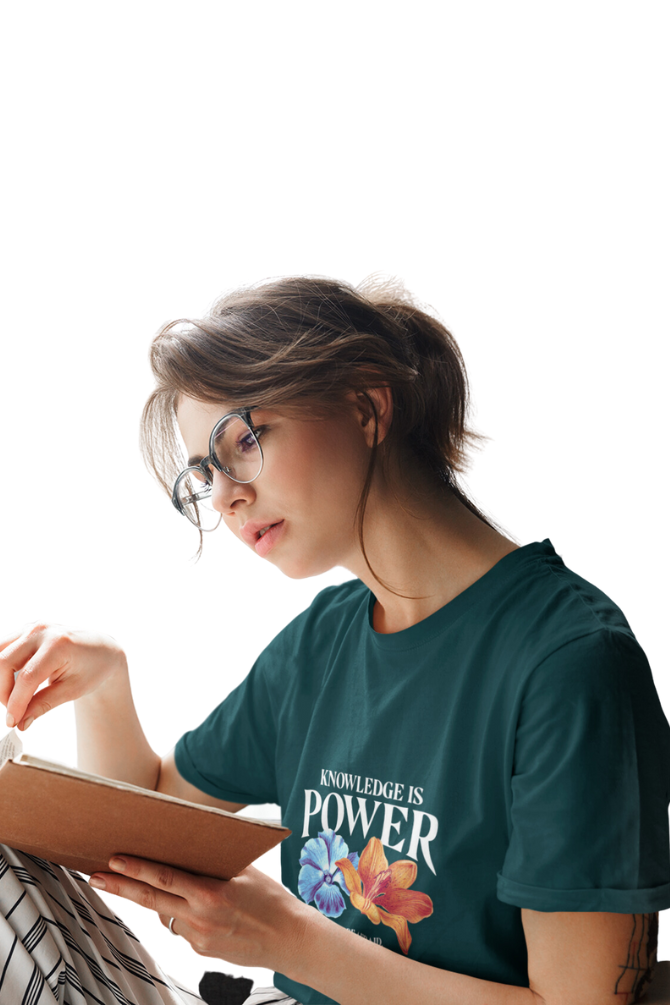 Knowledge Is Power Printed T-Shirt For Women - WowWaves - 7