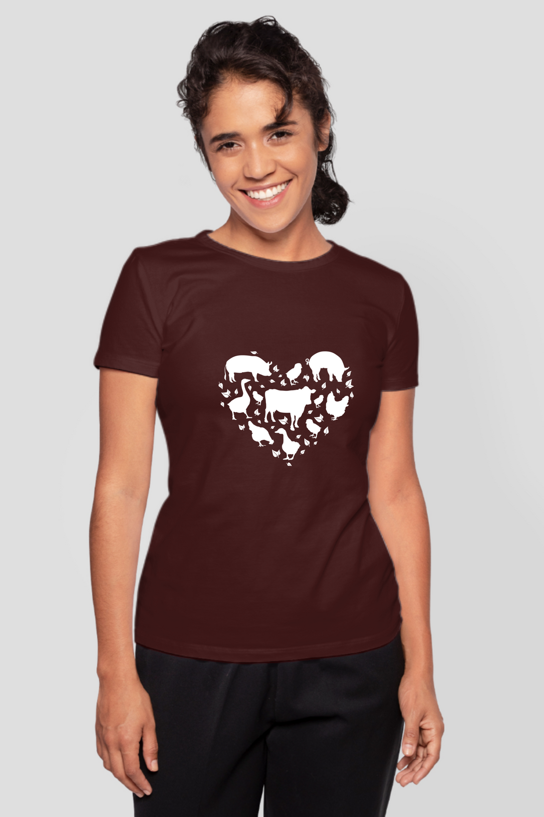 Farm Animals In My Heart Printed T-Shirt For Women - WowWaves - 7