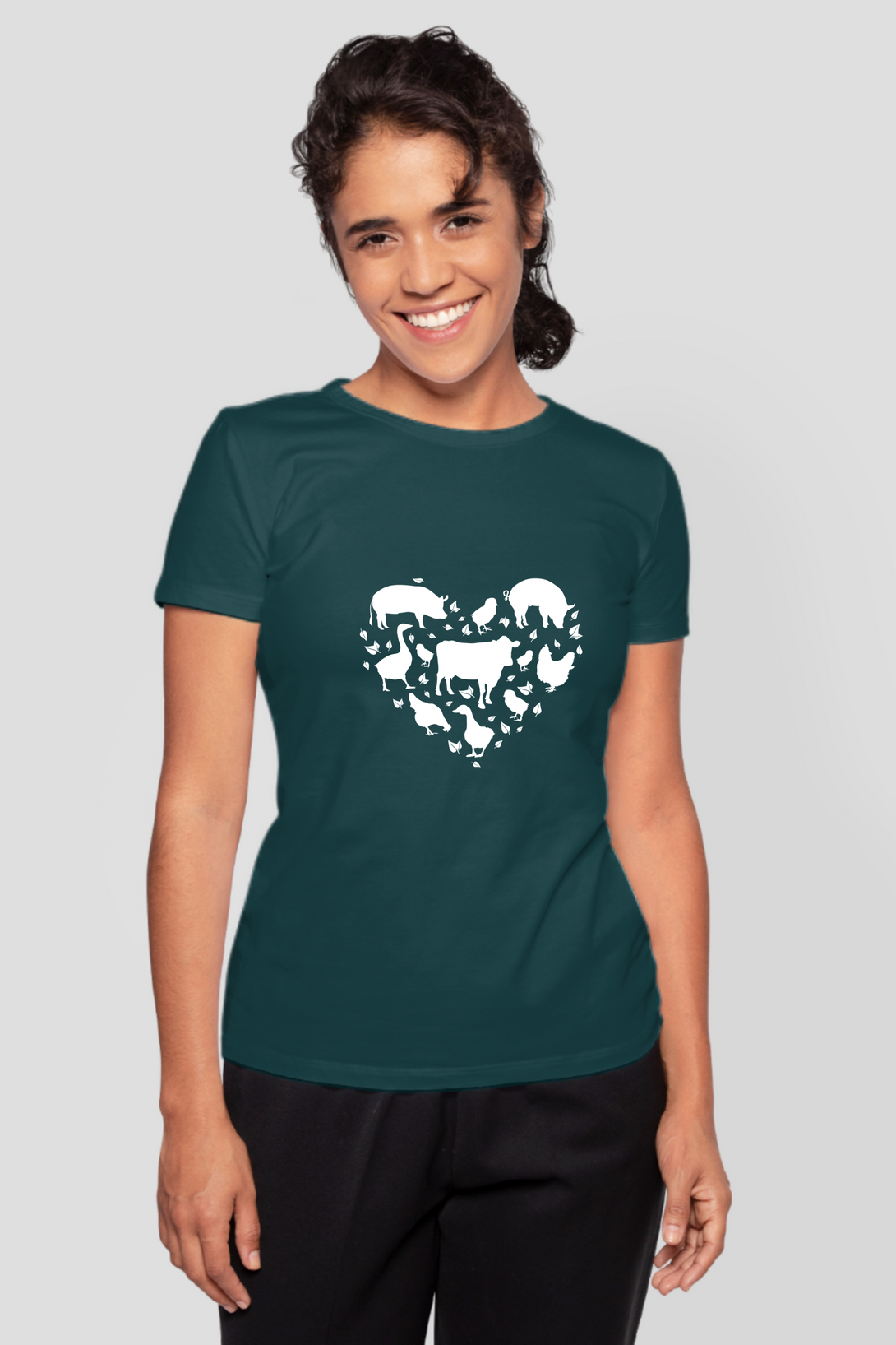 Farm Animals In My Heart Printed T-Shirt For Women - WowWaves - 8
