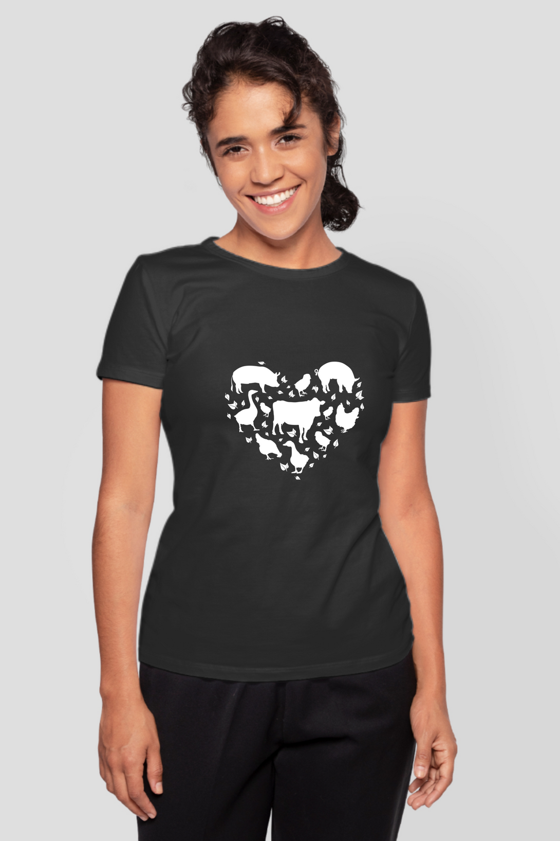 Farm Animals In My Heart Printed T-Shirt For Women - WowWaves - 6